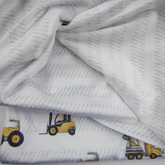 Construction Zone Dump Truck Baby Blanket Bulldozer Cement Tow Minky Lovey Soft - Picture 6 of 8